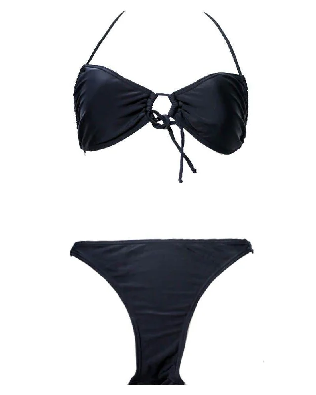 Sexy Black Bikini Set Single Padded - Fancy Bra Panty Set