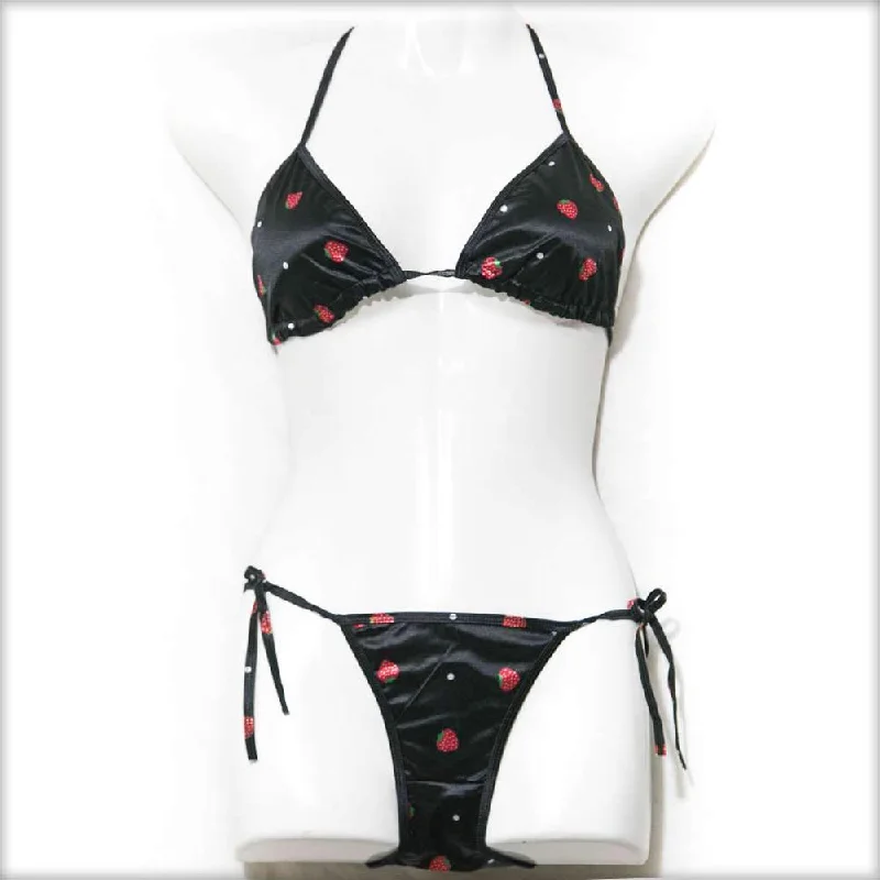 Strawberry Black Bikini Set